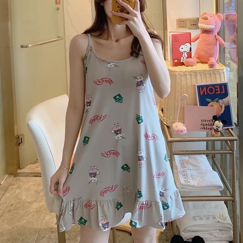 

Sleepdress Set Sexy Vest Nightdress Cute Nightgowns Thin Nightwear Sweet Women Sleepdress Plus-sized Leisure Household Clothing