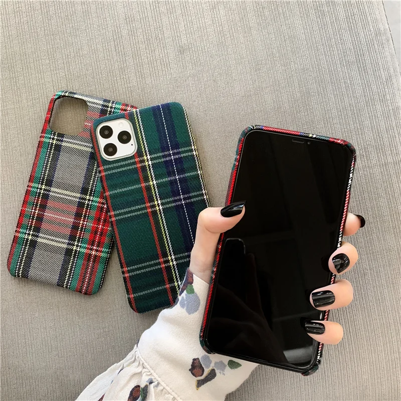 Ретро решетки холст тряпичный чехол для iphone 11 11Pro Max XS X XR 7 8 Plus Мягкий силиконовый
