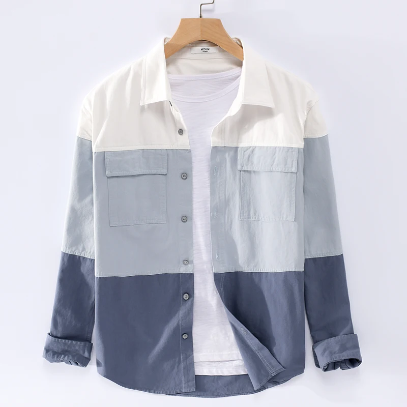 

New long-sleeved men cotton shirt casual stitching trend men shirts brand autumn shirt for men fashion comfortable shirts
