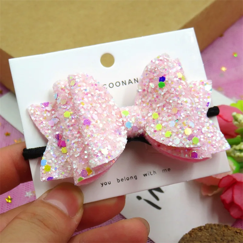 1 шт. милые светящиеся эластичные резинки для волос с блестками девочек банты