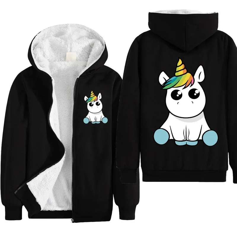 Новая зимняя одежда для мальчиков куртка с капюшоном в виде единорога из