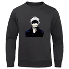 Смешные японские комиксы пуловер для мужчин аниме Gojo Satoru печатная толстовка с капюшоном одежда повседневные толстовки теплые свободные мужские толстовки с капюшоном