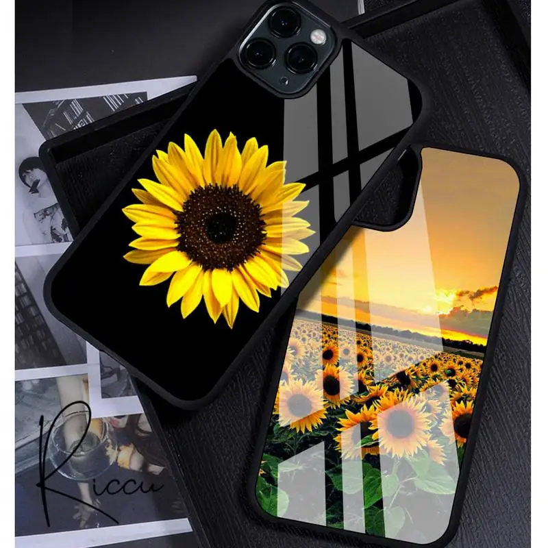 

Dropshipping Sunflower Art Phone Case Rubber for iPhone 12 11 Pro Max XS 8 7 6 6S Plus X 5S SE 2020 XR 12 Mini case