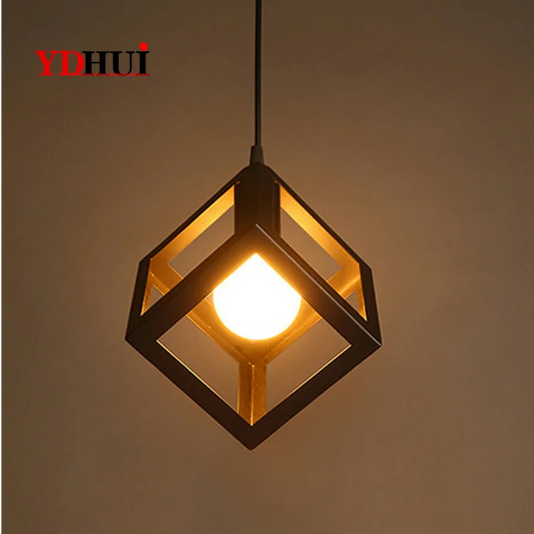 

Retro creative Iron Chandelier single loft square light industrial Style Bar Restaurant