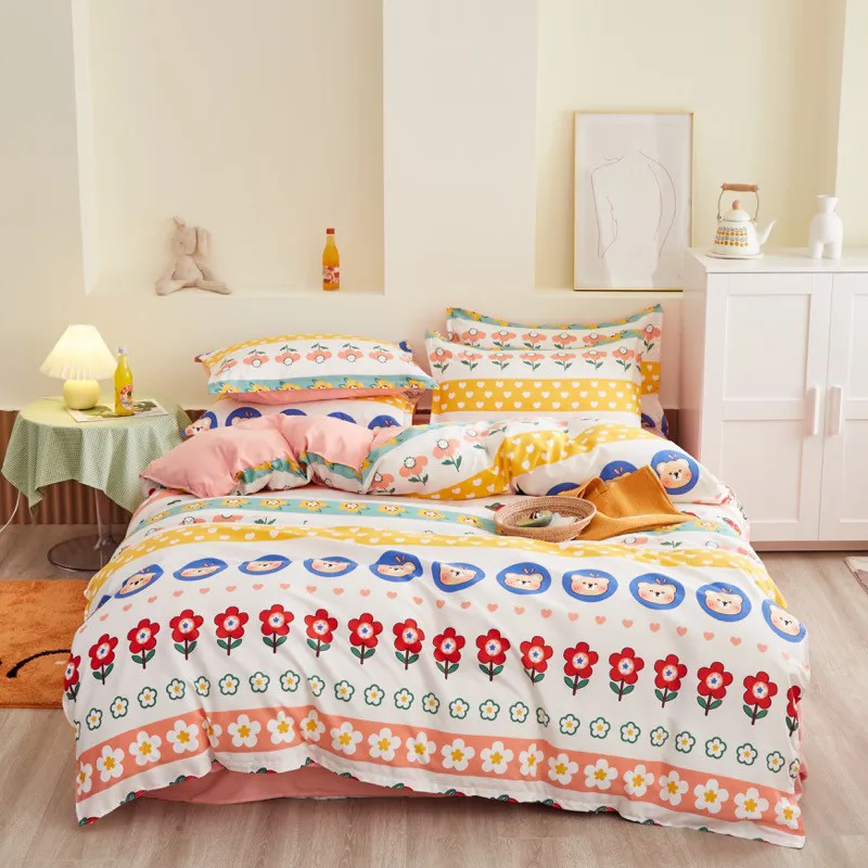 С модным принтом для детей и взрослых Комплект постельного белья 4 шт./компл.