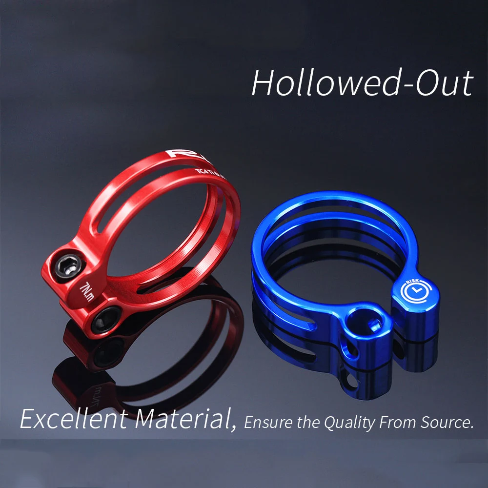 

RISK Ultralight Bicycle Seat Post Clamp For 31.8mm 34.9mm MTB Road Bike Seat Post Clamps Aluminum Clip Titanium Screws