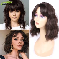 synthetic short machine made natural wave bob wigs with bangs for daily use cosplay wigs for women reshowbeauty 12 inch colored