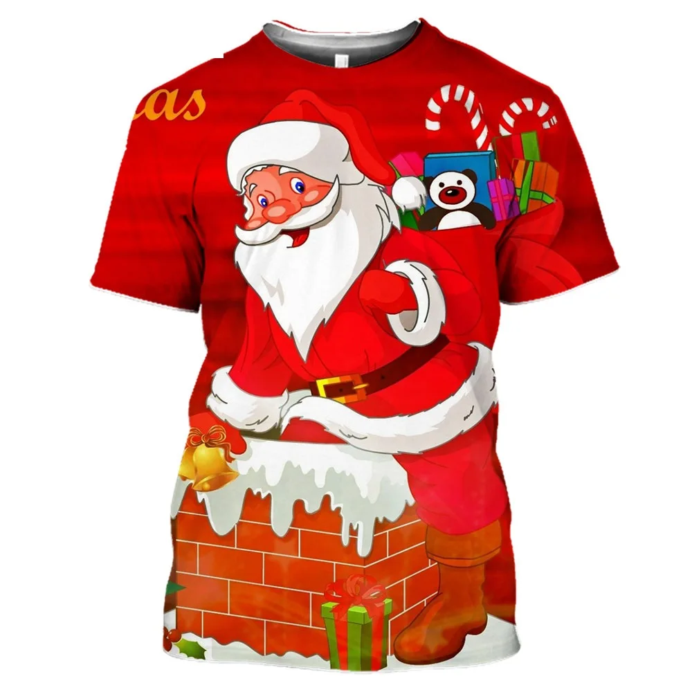 

3D Print Christmas Santa Claus Cute Deer Gifts Snowman Tshirt Women Men's Harajuku Streetwear Casual Fitness T-shirt Top