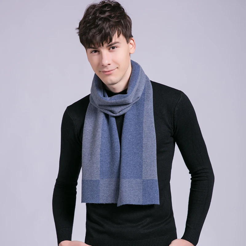 Зимний шарф из 100% овечьей шерсти для мужчин брендовые теплые шарфы в клетку 2021