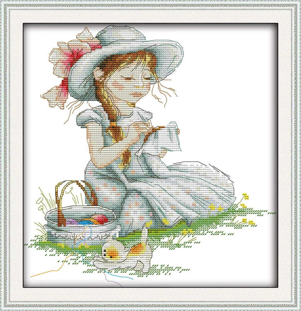 

Набор для вышивки крестиком с изображением девушки, 14ct, 18ct