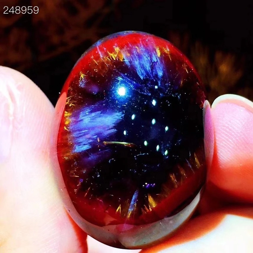 

Genuine Natural Cacoxenite Auralite 23 Oval Eye Pendant Purple Red Women Men 28.3x21.2x14.2mm Canada Crystal Jewelry AAAAA
