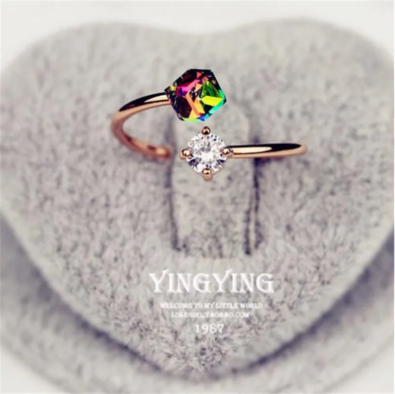 

Женские кольца в стиле ретро, кольца из розового золота с прозрачным стеклом, в Корейском стиле, 2020