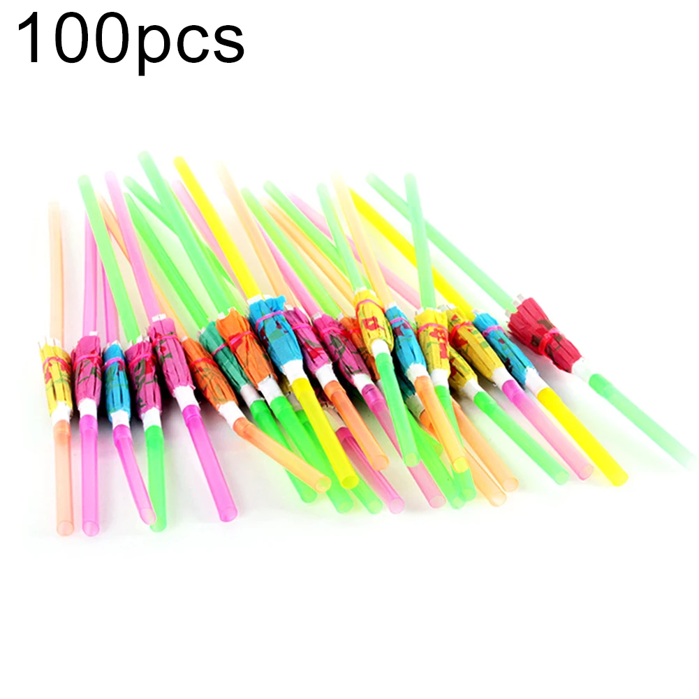 

100Pcs Umbrella Disposable Drinking Beverage Straws Stick Party Decor Supplies