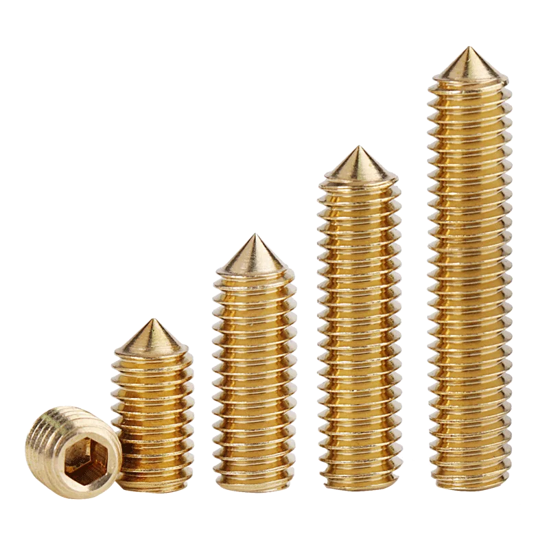 

M3 M4 M5 M6 pure brass DIN914 hex socket cone point headness set gurb screw