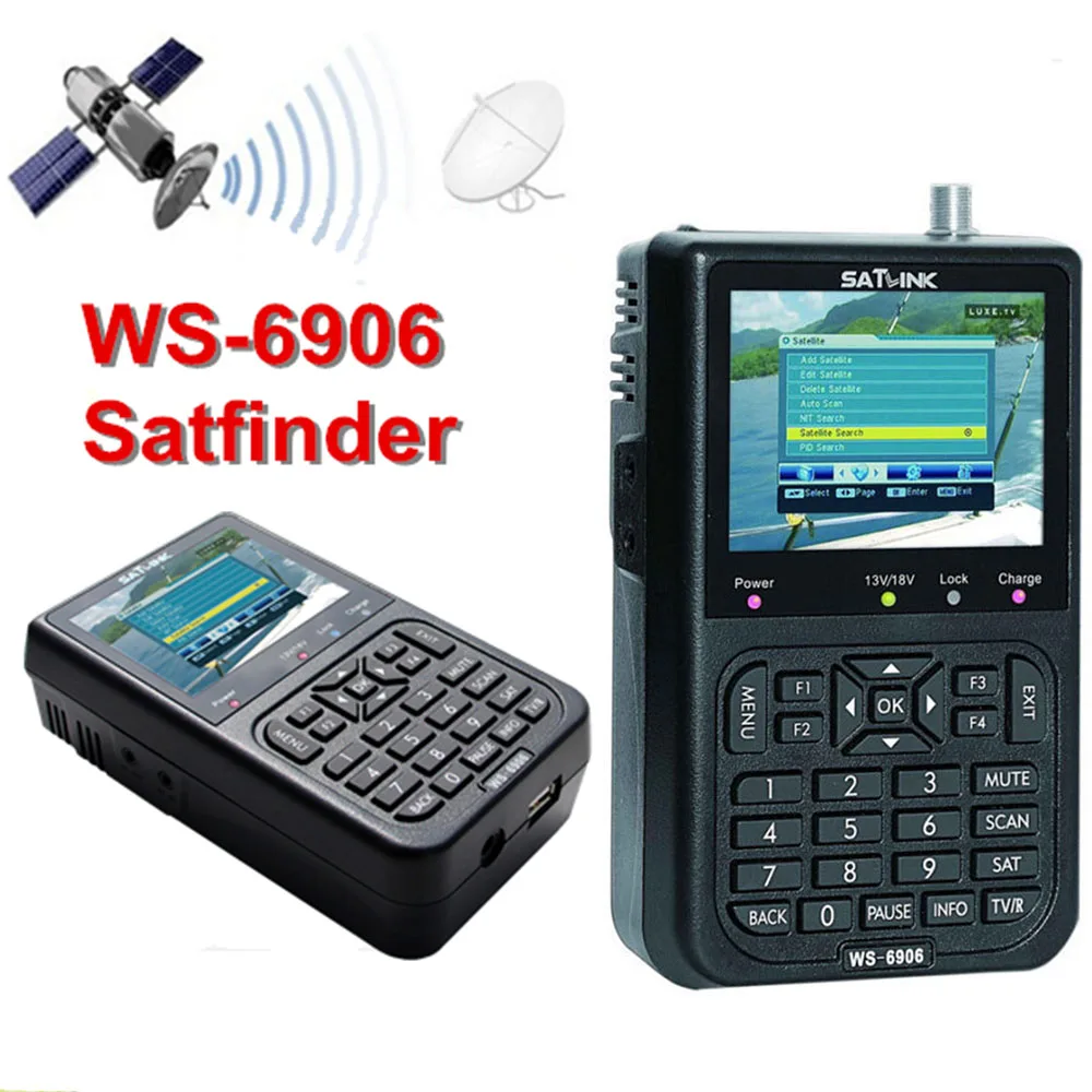 Signal Finder DVB-S FTA Data Digital Satellite Meter SATlink WS-6906 3.5&quot LCD US UK EU AU Plug | Электроника
