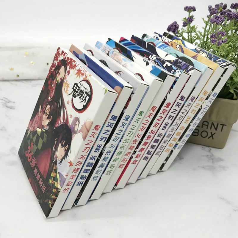 

36Pcs/set Anime Ghost Slayer Boxed Sticker Sticker Stationery Motorcycle Water Cup PVC Waterproof Decorative Sticker