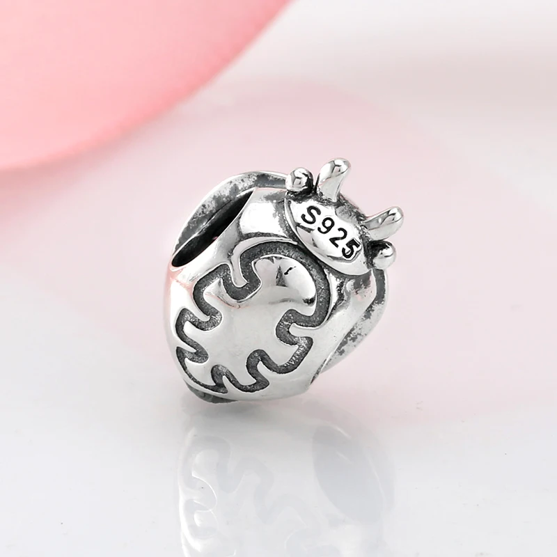 Бусины божья коровка из серебра 2019 пробы с разноцветным фианитом подходят для