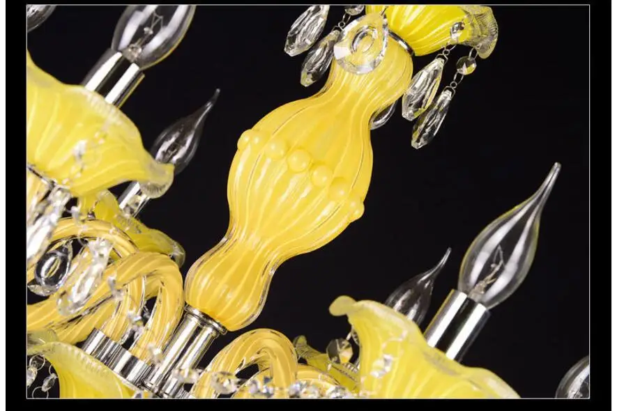 Разноцветная желтая хрустальная люстра D950mm 12 + 6 лампочек E14 светодиодная