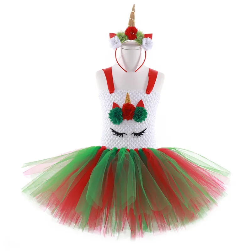 Шикарные рождественские платья-пачки в виде единорога с красными и зелеными
