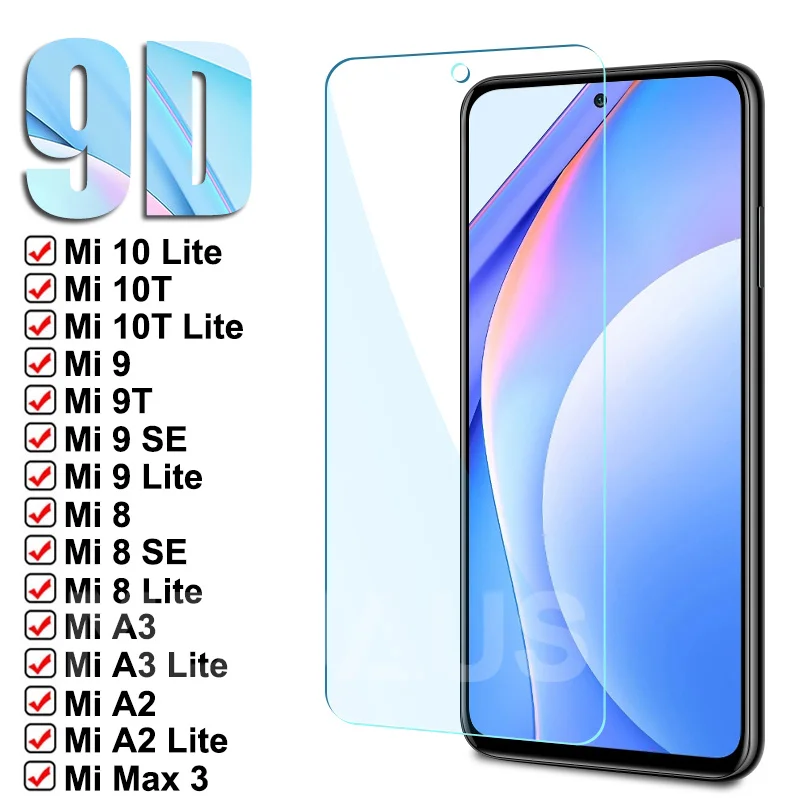 9D Защитное стекло для Xiaomi Mi 10 9 8 10T Lite 9T Pro закаленное SE 5X A1 6 6X A3 A2 Max 2 3 Mix пленка |