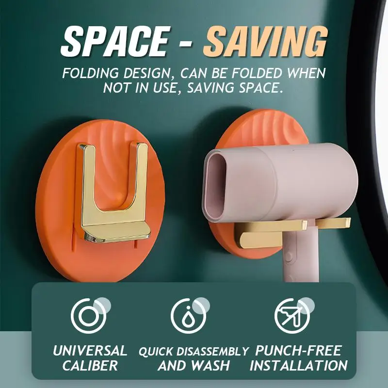 

Wonderlife Wall-mounted Hairdryer Rack Bathroom Holder Rack Hair Dryer Folding Storage Rack Organizer Hair Blower Hanging