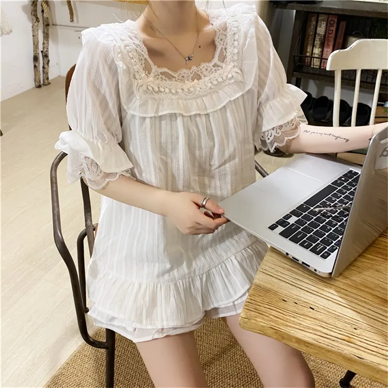 Костюм Пижамный Alien Kitty женский в дворцовом стиле шикарный кружевной комплект для