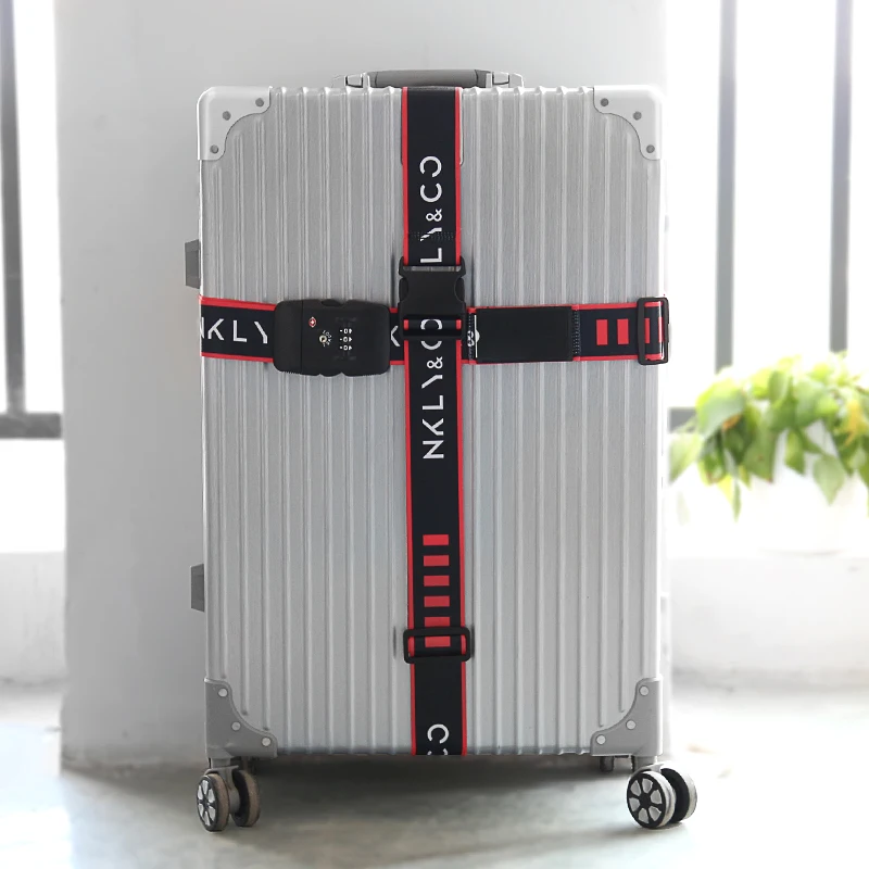 Suitcase Protective Nylon Made Straps 3 Passwords Corss Luggage Safety Belts With Adjustable Buckle Traveling Accessories | Багаж и сумки