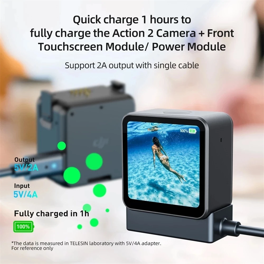Tanie DJI Action 2 ładowarka Magnetyczna Podstawa Z 2 W 1 Type-c Kabel Do Szybkiego ładowania USB 2.0 Dla DJI Osmo Action 2 Akcesoria Do Kamery