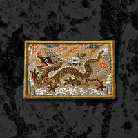 exquisite empire apricot yellow ground sea dragon pattern embroidered patch velcro for clothes backpack tactical applique decor