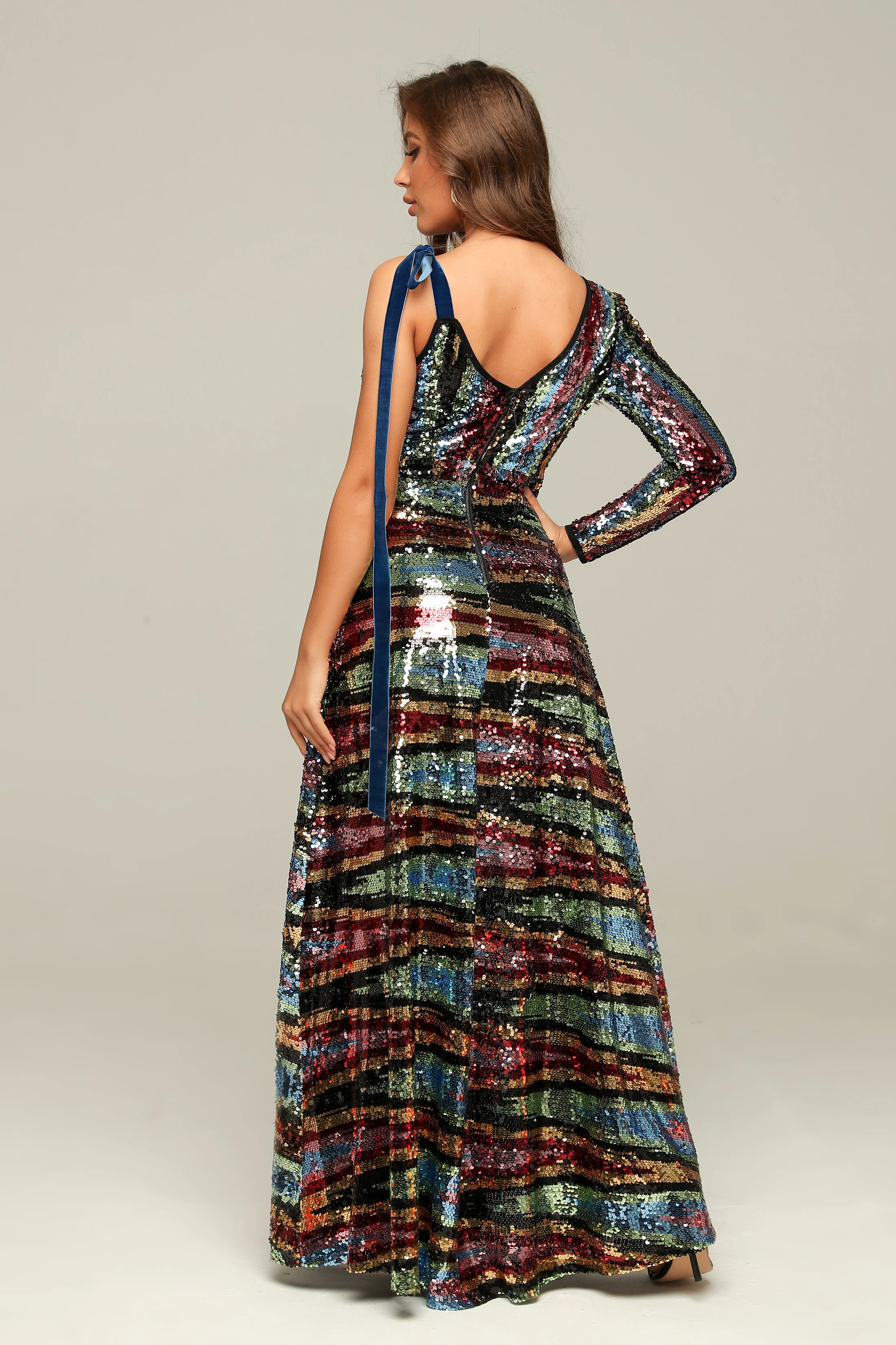 

Maxi Dresses Elegant Long One Shoulder Shining Fashion Night CLub Banquet Evening Party Dress Sexy Dress