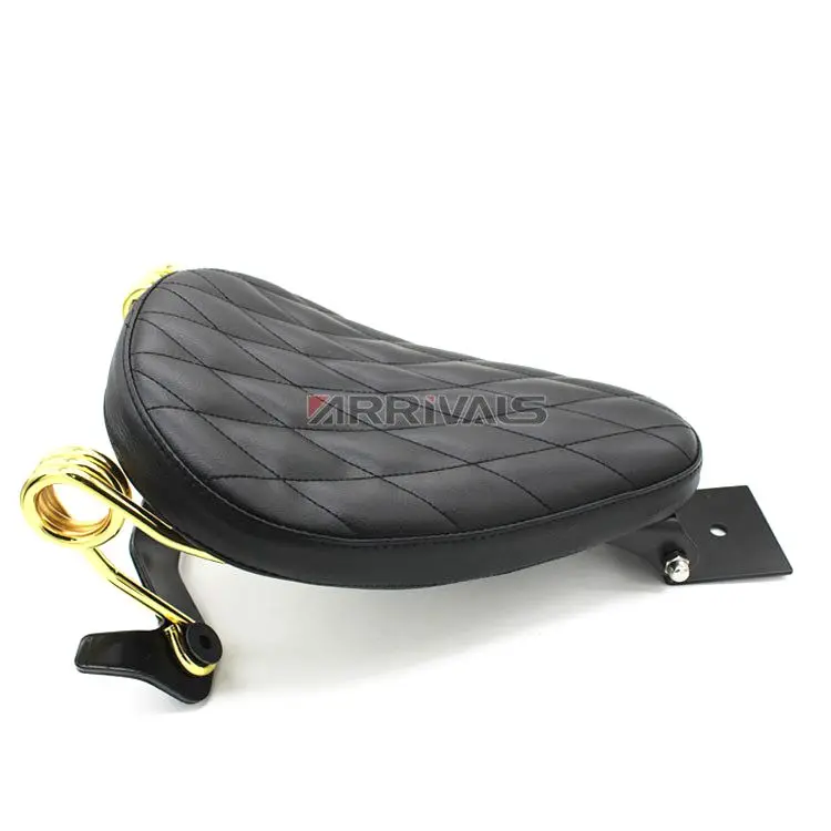 Мотоциклетное черное алмазное кожаное сиденье для водителя соло и пружина +