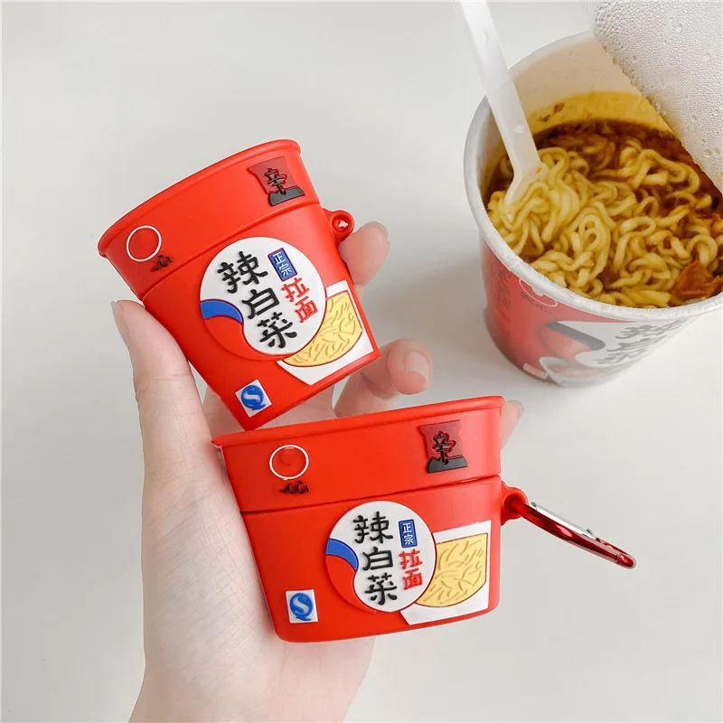3D милый силиконовый мягкий чехол Nongshim Kimchi Ramen для Apple airpods 1/2 беспроводной Чехол