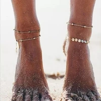 simple asymmetric round bead anklet sequin and double anklets are suitable for womens beach vacation