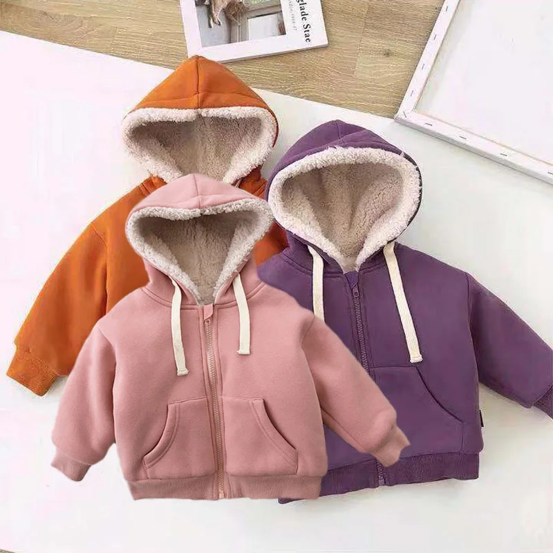 

Toddler Baby Jackets Thicken Hooded Winter Jacket Girls Coat Boys Clothing Big Pocket High Quality Warm Kids Outwear Child Coats
