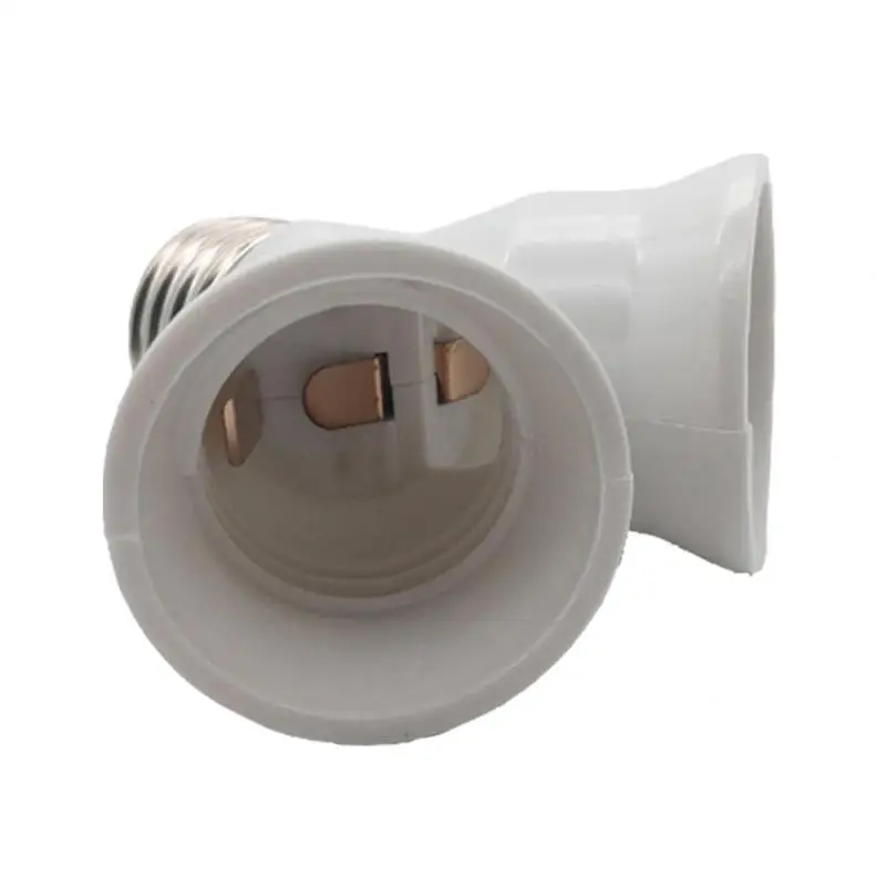 

1Pcs White Color Fireproof Material Converter Socket Conversion Light Bulb Base E27 To 2 E27 Lamp Holder Converter