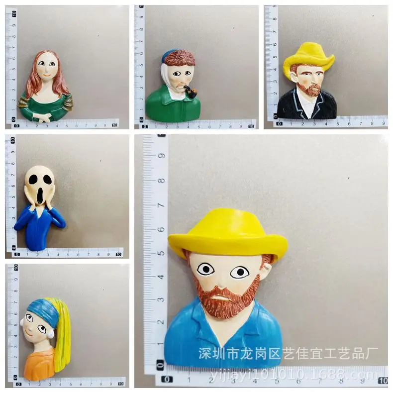 Милые полимерные 3D магниты Ван Гога мультяшный персонаж модельные для рукоделия
