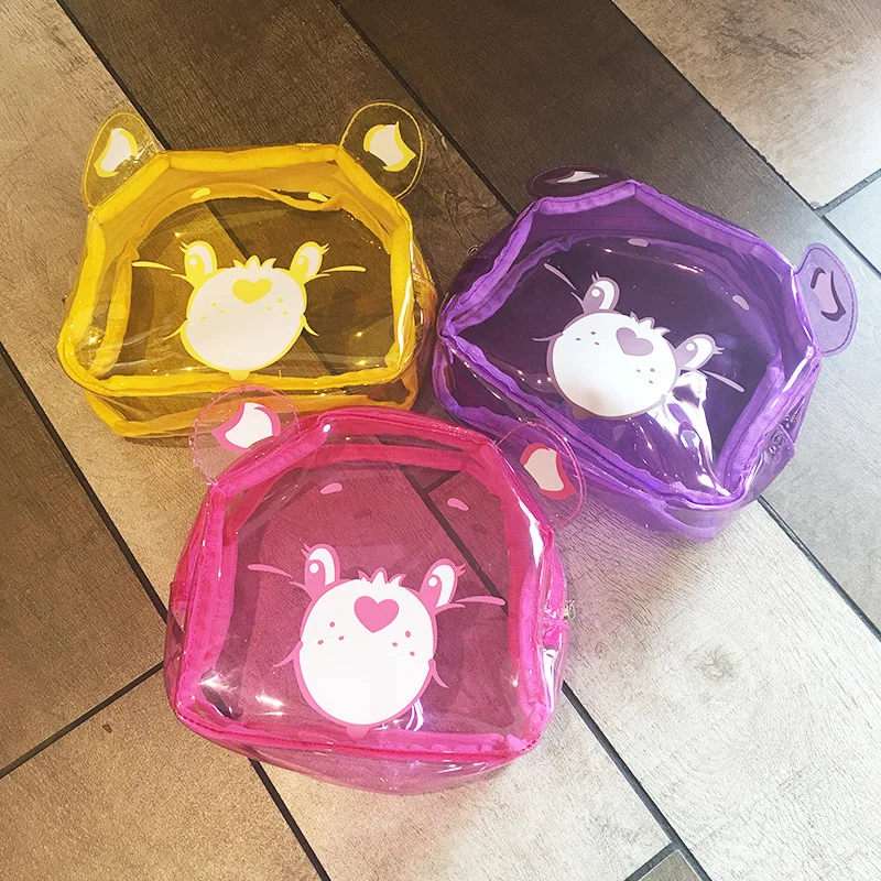 

Lovely Rainbow Small Bear Cosmetic Bag For Women Cute Storage Wash Gargle Tourism Convenient Bag Cartoon Doll Holder Bags Charm