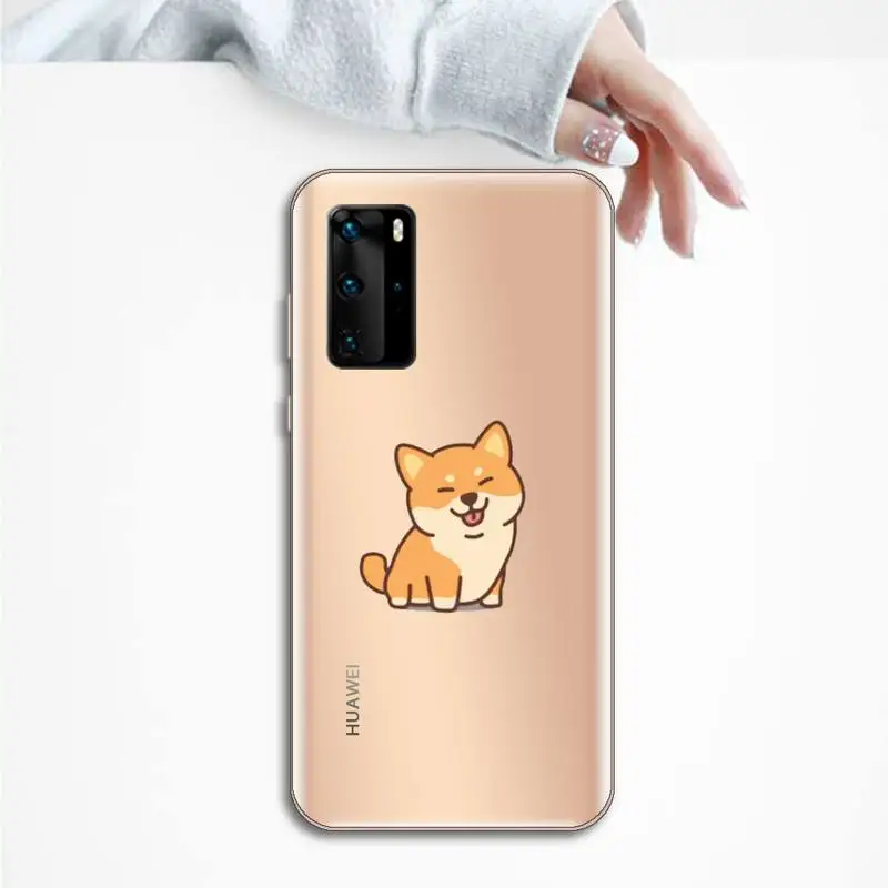 

Cute cartoon animal corgi dog Phone Case Transparent for huawei honor P 40 30 20 lite Pro 10 i 8 9 x p smart 2019