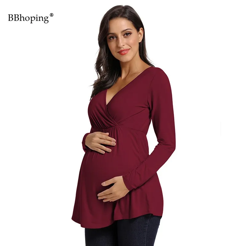 Женские топы для беременных повседневные блузки с длинным рукавом