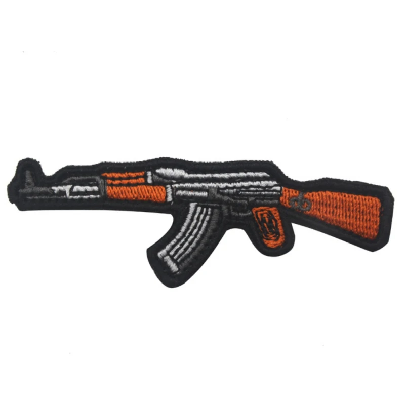 

Embroidery Badge Artificial Pistol Pattern DIY Apparel Hook And Loop Fastener Patches Armband