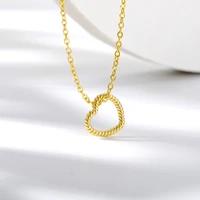tiny simple hollow heart pendant necklaces for women silver color stainless steel chain heart necklace fashion jewelry 2021