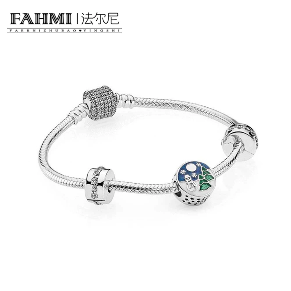 

2020 100% 925 Sterling Silver Snowy Wonderland Bracelet Gift Set fit DIY Original charm Bracelets jewelry A set of prices