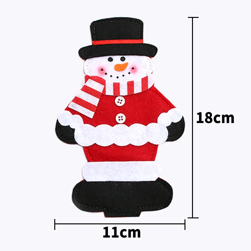 

2021 Christmas Cutlery Cover Bag Cloth Santa Claus Snowman Elk Shaped Cute For Kitchen Tableware Knife Fork Xams Party Decor