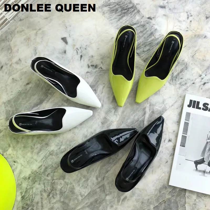 Модные весенние босоножки с ремешком на пятке Женские туфли лодочки Обувь острым