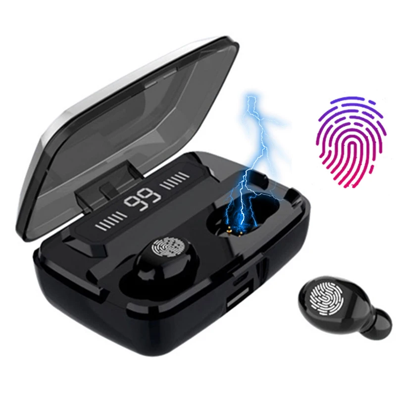 TWS светодиодные беспроводные Bluetooth-наушники Hi-Fi с басами для iPhone Xiaomi IPX7 наушники