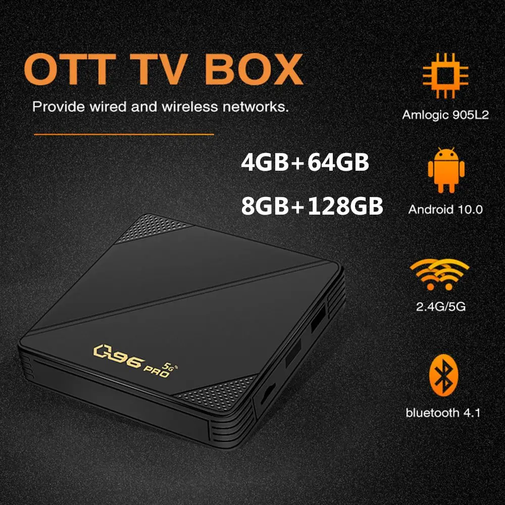 Приставка Смарт-ТВ Q96 PRO Android 10 0 Amlogic 905 4 ядра 2 ГГц/телефон двойной Wi-Fi Bluetooth 4K