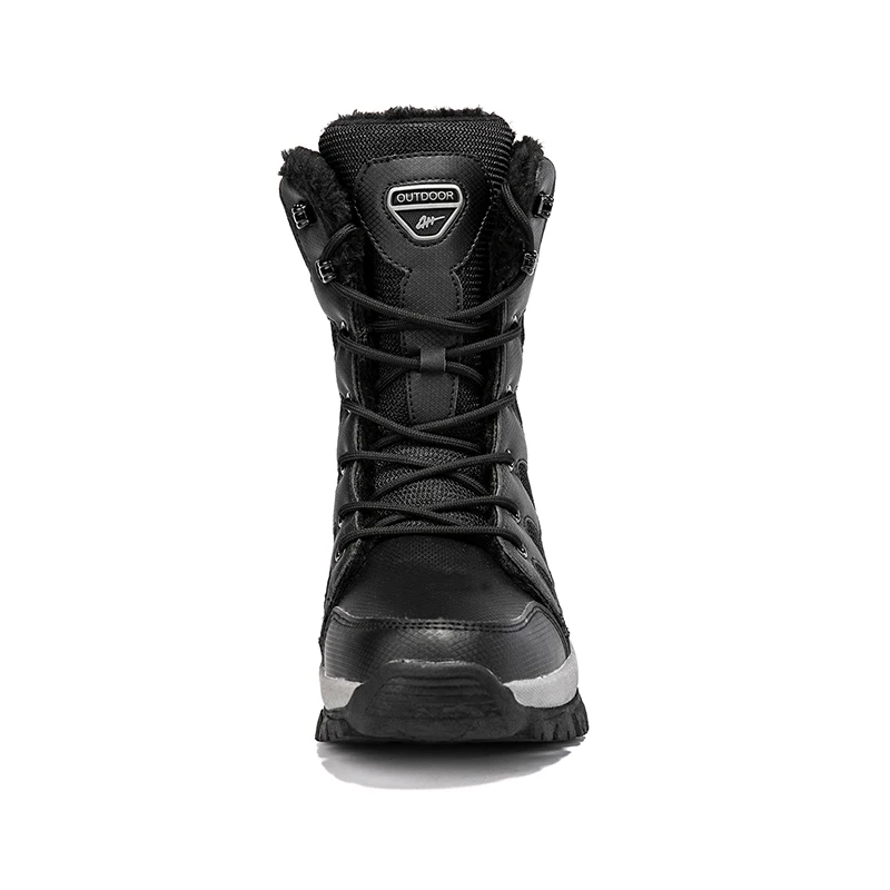 Winter Warm Plush Men Women Hiking Boots Couple Combat Shoes Men Fashion Black Plus Size 46 Leather Snow Boots Women Botas Mujer