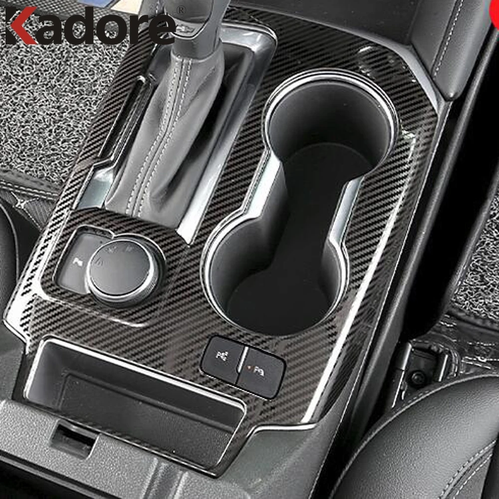 

For Chevrolet Blazer 2019 2020 Interior Accessories Carbon Fiber Gear Shift Panel Cover Water Cup Cover Trim Car Styling LHD
