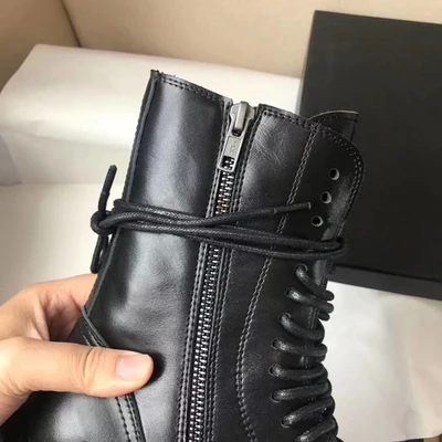 Boots women 2019 autumn and winter leather front rear straps retro round head Martin boots flat bottom with a tube wom |