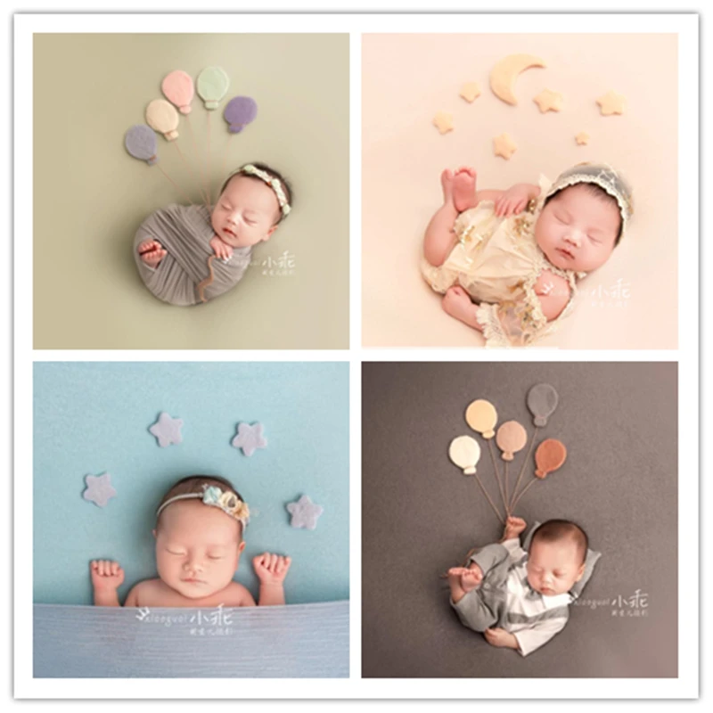 Dvotinst Newborn Photography Props for Baby Creative Prop Handmade Wool Stars Balloons Studio Shoots Accessories Photo Props